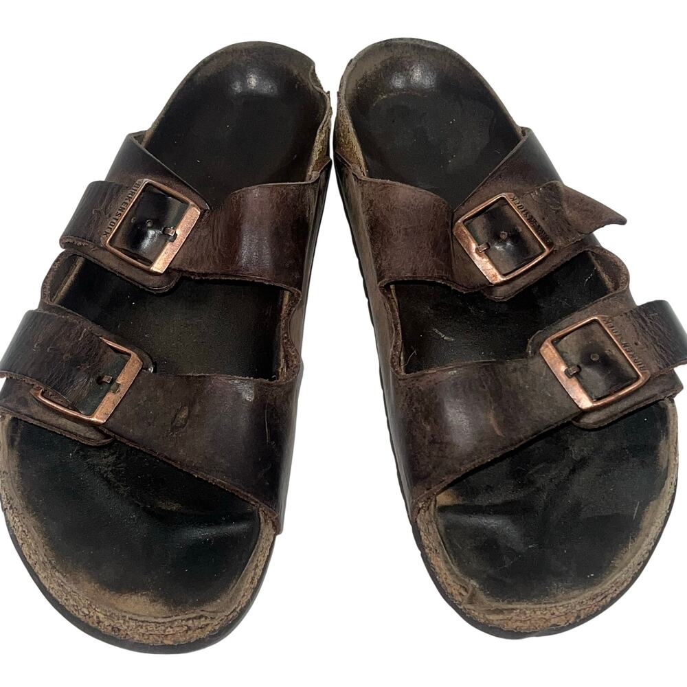 Birkenstock Arizona Big Buckle Brown Leather Boho Sandals Slip-on Size 46/13